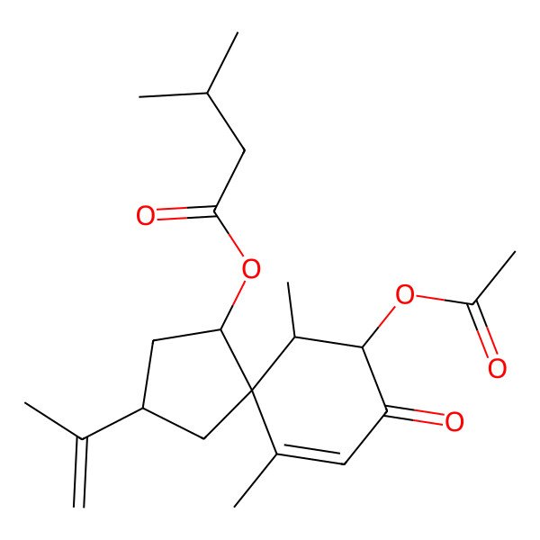 2D Structure of [(2R,4S,5S,6R,7S)-7-acetyloxy-6,10-dimethyl-8-oxo-2-prop-1-en-2-ylspiro[4.5]dec-9-en-4-yl] 3-methylbutanoate