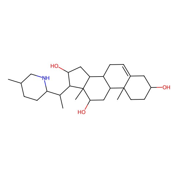 2D Structure of (3S,8R,9S,10R,12S,13S,14R,16R,17R)-10,13-dimethyl-17-[(1S)-1-[(2R,5S)-5-methylpiperidin-2-yl]ethyl]-2,3,4,7,8,9,11,12,14,15,16,17-dodecahydro-1H-cyclopenta[a]phenanthrene-3,12,16-triol