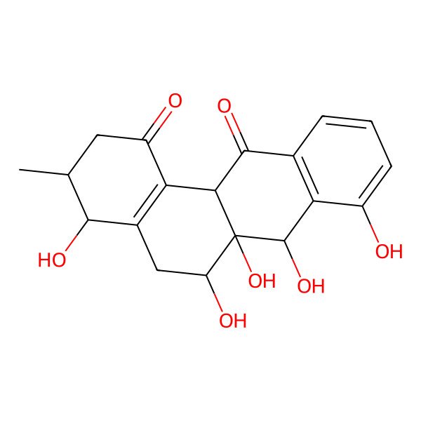 2D Structure of 4,6,6a,7,8-pentahydroxy-3-methyl-3,4,5,6,7,12a-hexahydro-2H-benzo[a]anthracene-1,12-dione