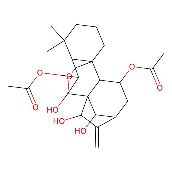 2D Structure of [(1S,2S,3S,7R,8S,9S,10S,11R,18R)-10-acetyloxy-7,9,18-trihydroxy-12,12-dimethyl-6-methylidene-17-oxapentacyclo[7.6.2.15,8.01,11.02,8]octadecan-3-yl] acetate