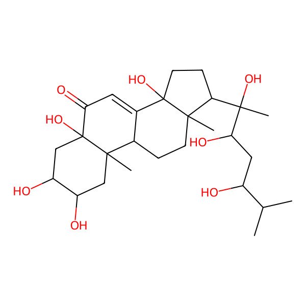 2D Structure of (14S)-2,3,5,14-tetrahydroxy-10,13-dimethyl-17-[(3R)-2,3,5-trihydroxy-6-methylheptan-2-yl]-1,2,3,4,9,11,12,15,16,17-decahydrocyclopenta[a]phenanthren-6-one