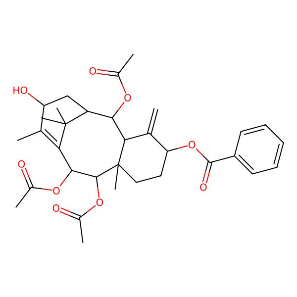 2D Structure of [(1R,2R,3R,5S,8R,9R,10R,13S)-2,9,10-triacetyloxy-13-hydroxy-8,12,15,15-tetramethyl-4-methylidene-5-tricyclo[9.3.1.03,8]pentadec-11-enyl] benzoate