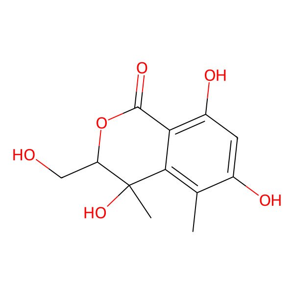 2D Structure of 4,6,8-trihydroxy-3-(hydroxymethyl)-4,5-dimethyl-3H-isochromen-1-one