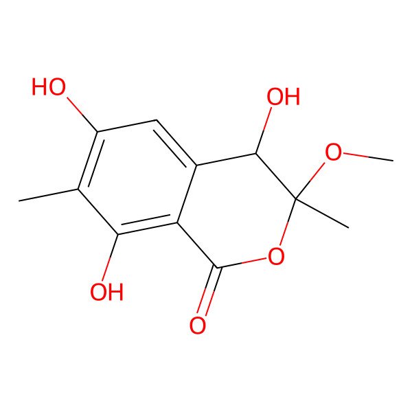 2D Structure of 4,6,8-Trihydroxy-3-methoxy-3,7-dimethylisochroman-1-one