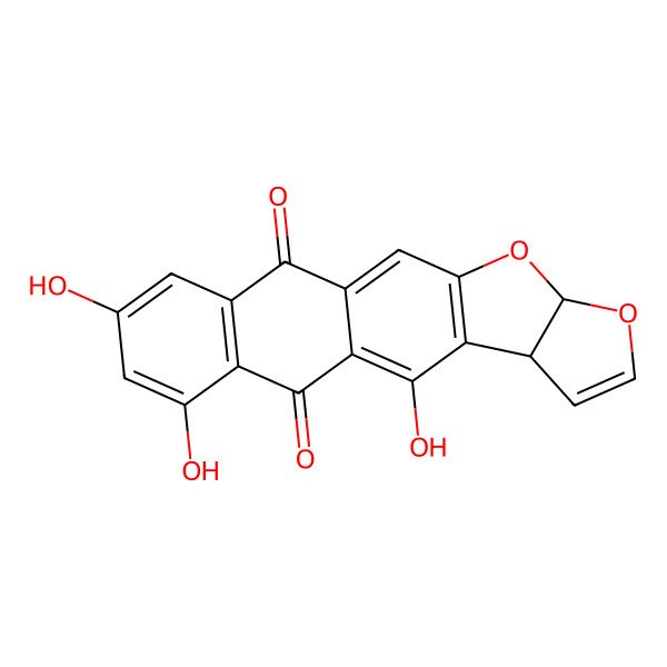 2D Structure of 4,6,8-Trihydroxy-3a,12a-dihydroanthra[2,3-b]furo[3,2-d]furan-5,10-dione