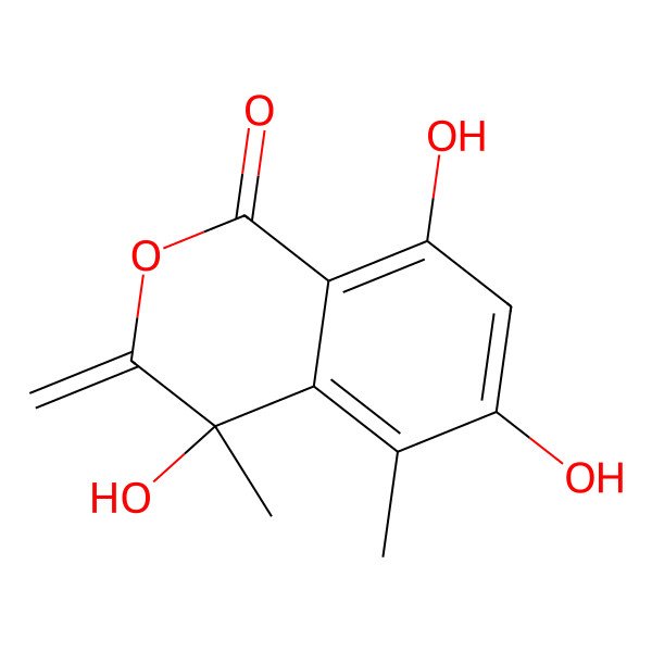 2D Structure of 4,6,8-Trihydroxy-4,5-dimethyl-3-methylideneisochromen-1-one