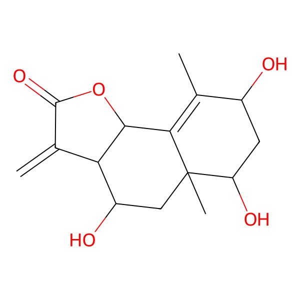 2D Structure of 4,6,8-trihydroxy-5a,9-dimethyl-3-methylidene-4,5,6,7,8,9b-hexahydro-3aH-benzo[g][1]benzofuran-2-one