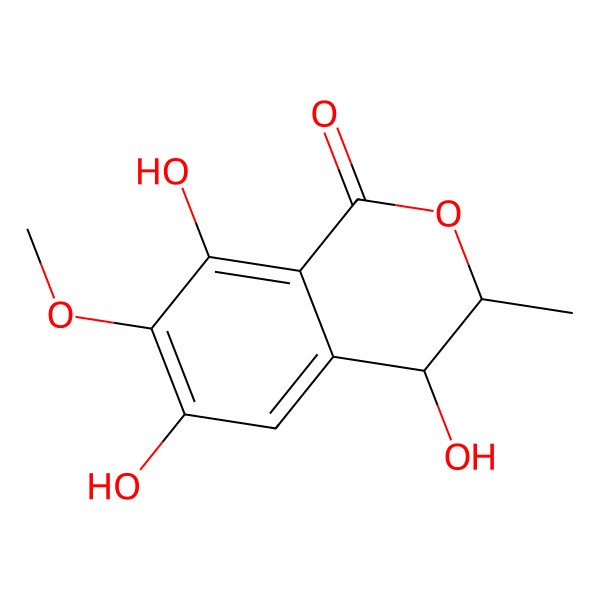 2D Structure of 4,6,8-Trihydroxy-7-methoxy-3-methyl-3,4-dihydroisochromen-1-one