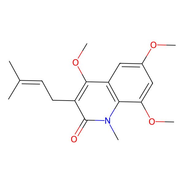 2D Structure of 4,6,8-Trimethoxy-1-methyl-3-(3-methylbut-2-enyl)quinolin-2-one