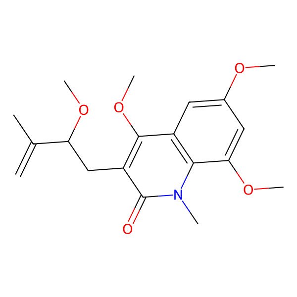 2D Structure of 4,6,8-Trimethoxy-3-(2-methoxy-3-methylbut-3-enyl)-1-methylquinolin-2-one