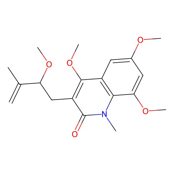 2D Structure of 4,6,8-trimethoxy-3-[(2S)-2-methoxy-3-methylbut-3-enyl]-1-methylquinolin-2-one