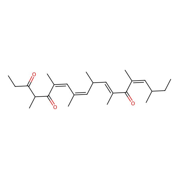 2D Structure of 4,6,8,10,12,14,16-Heptamethyloctadeca-6,8,11,14-tetraene-3,5,13-trione