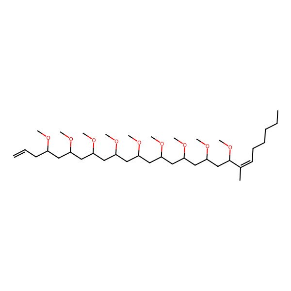 2D Structure of 4,6,8,10,12,14,16,18,20-Nonamethoxy-21-methylheptacosa-1,21-diene