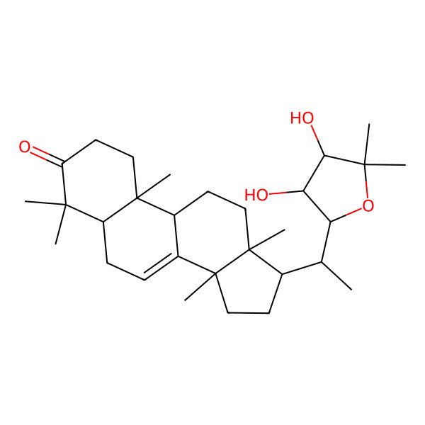 2D Structure of (5R,9S,10R,13S,14S,17R)-17-[1-[(2R)-3,4-dihydroxy-5,5-dimethyloxolan-2-yl]ethyl]-4,4,10,13,14-pentamethyl-1,2,5,6,9,11,12,15,16,17-decahydrocyclopenta[a]phenanthren-3-one