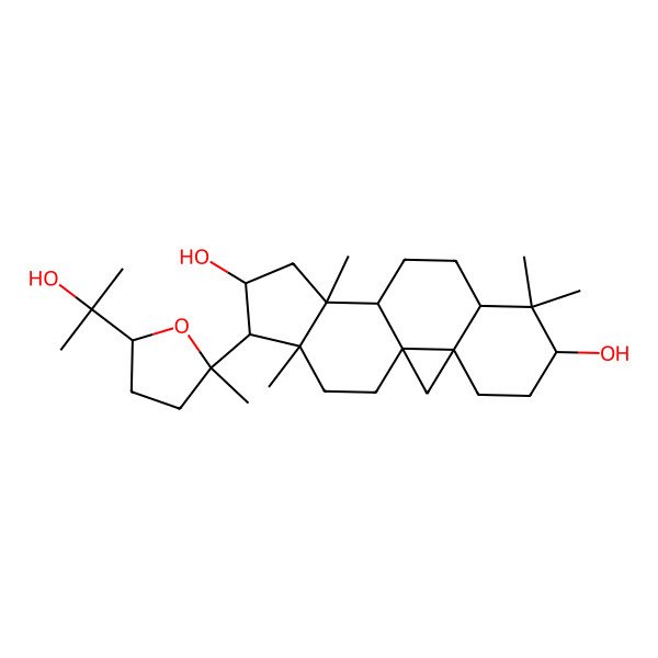 2D Structure of (1S,3R,6S,8S,11R,12S,14S,15R,16R)-15-[(2S,5S)-5-(2-hydroxypropan-2-yl)-2-methyloxolan-2-yl]-7,7,12,16-tetramethylpentacyclo[9.7.0.01,3.03,8.012,16]octadecane-6,14-diol