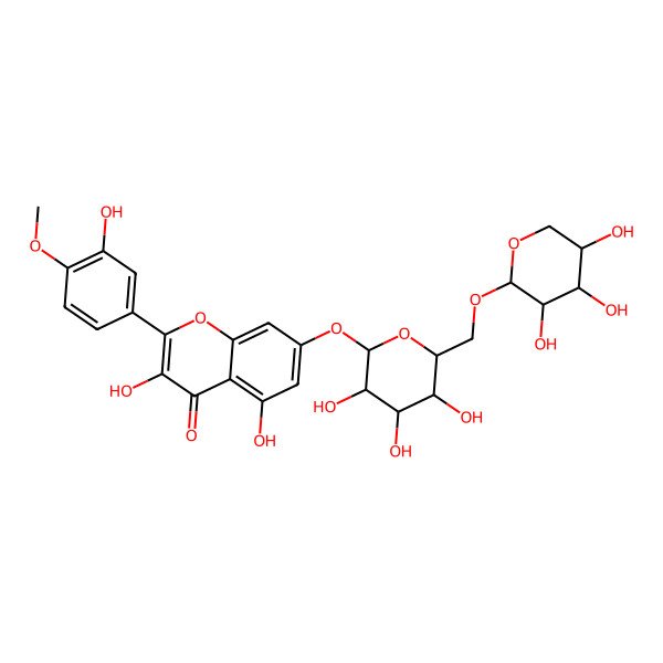2D Structure of 3,5-Dihydroxy-2-(3-hydroxy-4-methoxyphenyl)-7-[3,4,5-trihydroxy-6-[(3,4,5-trihydroxyoxan-2-yl)oxymethyl]oxan-2-yl]oxychromen-4-one