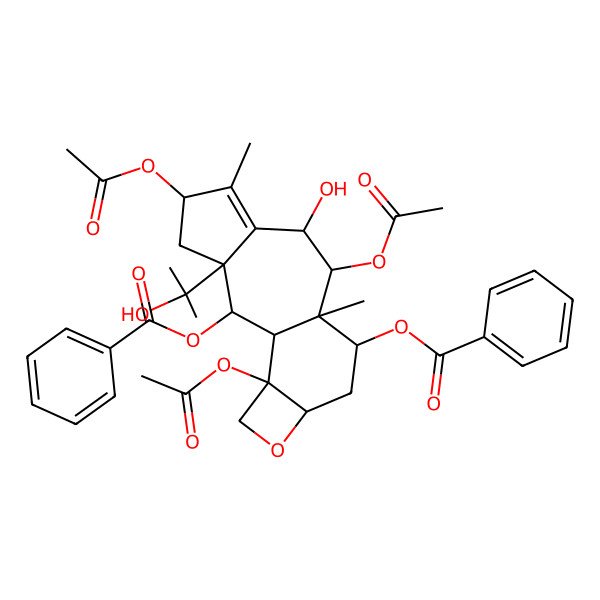 2D Structure of [5,9,16-Triacetyloxy-2-benzoyloxy-8-hydroxy-3-(2-hydroxypropan-2-yl)-6,10-dimethyl-14-oxatetracyclo[8.6.0.03,7.013,16]hexadec-6-en-11-yl] benzoate