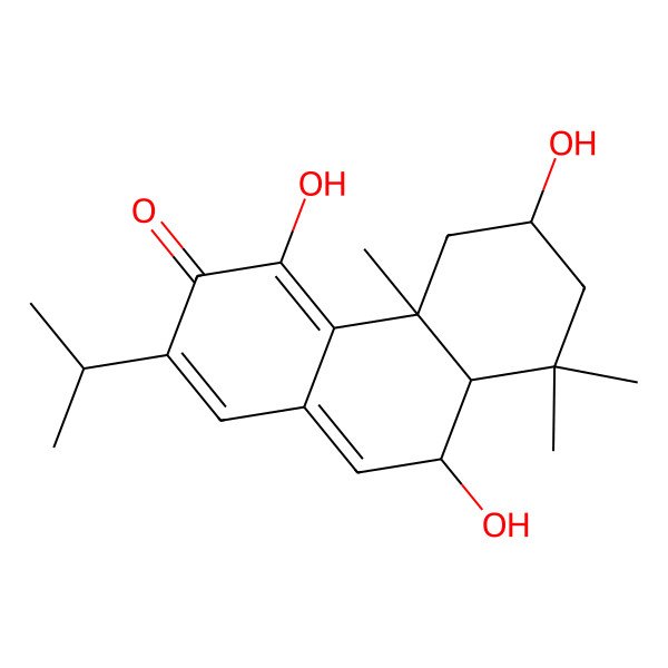 2D Structure of 4,6,9-trihydroxy-4b,8,8-trimethyl-2-propan-2-yl-6,7,8a,9-tetrahydro-5H-phenanthren-3-one