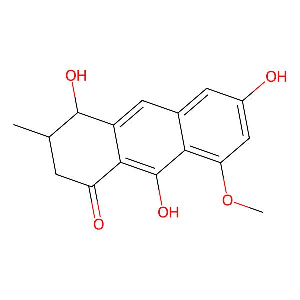 2D Structure of 4,6,9-trihydroxy-8-methoxy-3-methyl-3,4-dihydro-2H-anthracen-1-one