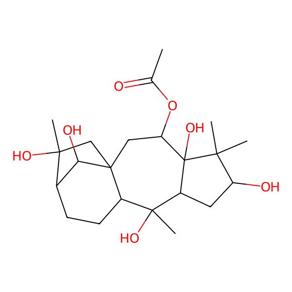 2D Structure of (4,6,9,14,16-Pentahydroxy-5,5,9,14-tetramethyl-3-tetracyclo[11.2.1.01,10.04,8]hexadecanyl) acetate