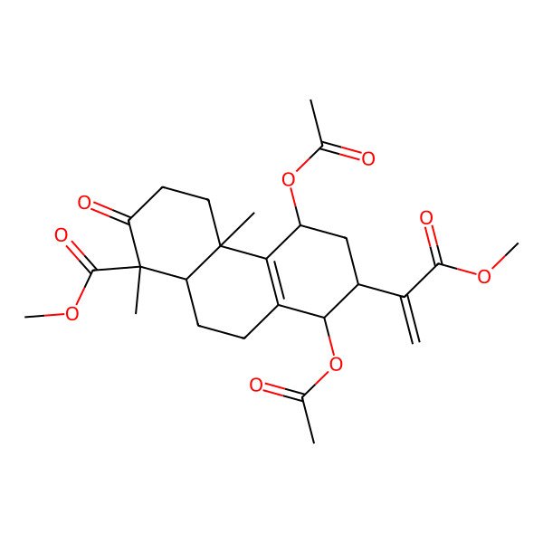 2D Structure of methyl (1R,4aR,5R,7S,8R,10aS)-5,8-diacetyloxy-7-(3-methoxy-3-oxoprop-1-en-2-yl)-1,4a-dimethyl-2-oxo-4,5,6,7,8,9,10,10a-octahydro-3H-phenanthrene-1-carboxylate