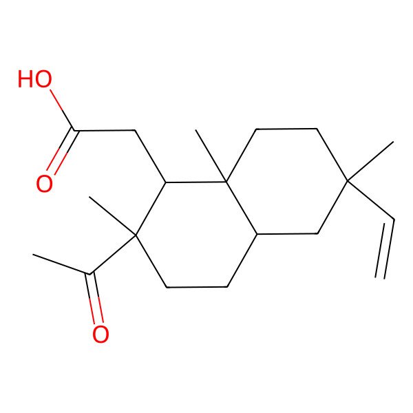 2D Structure of 2-[(1R,2S,4aS,6S,8aR)-2-acetyl-6-ethenyl-2,6,8a-trimethyl-3,4,4a,5,7,8-hexahydro-1H-naphthalen-1-yl]acetic acid