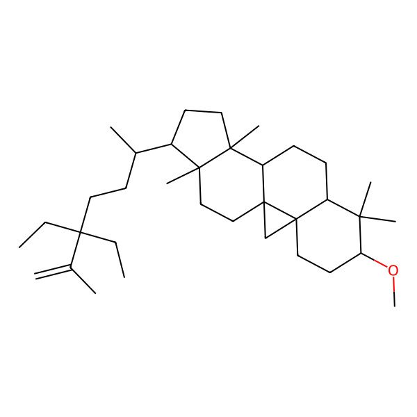 2D Structure of 15-(5,5-Diethyl-6-methylhept-6-en-2-yl)-6-methoxy-7,7,12,16-tetramethylpentacyclo[9.7.0.01,3.03,8.012,16]octadecane