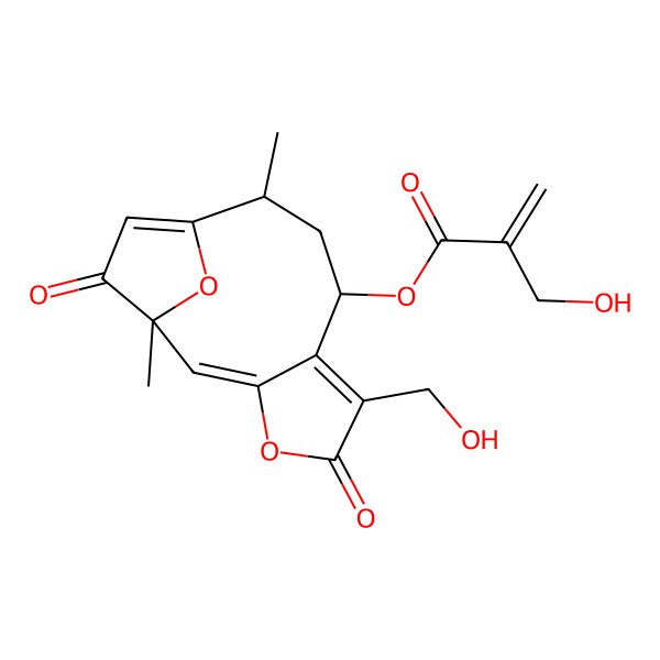 2D Structure of [(1S,2E,8S,10S)-6-(hydroxymethyl)-1,10-dimethyl-5,13-dioxo-4,14-dioxatricyclo[9.2.1.03,7]tetradeca-2,6,11-trien-8-yl] 2-(hydroxymethyl)prop-2-enoate