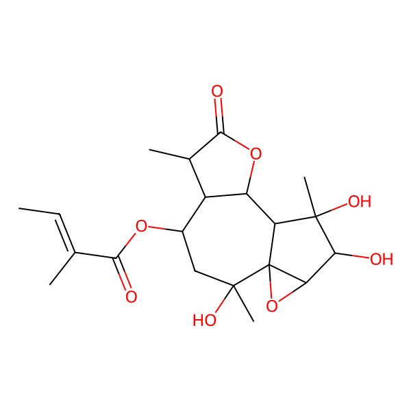 2D Structure of [(1S,2R,4S,5R,6S,9S,10S,11S,12S,13R)-2,11,12-trihydroxy-2,6,11-trimethyl-7-oxo-8,14-dioxatetracyclo[8.4.0.01,13.05,9]tetradecan-4-yl] (Z)-2-methylbut-2-enoate