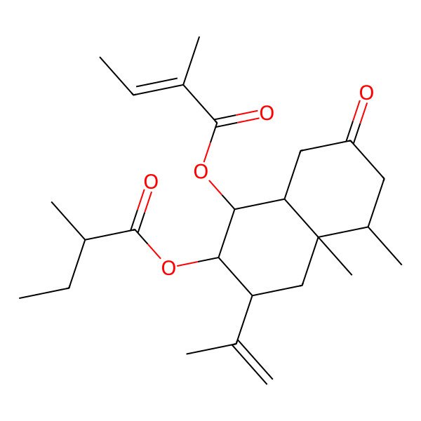 2D Structure of [4a,5-Dimethyl-1-(2-methylbut-2-enoyloxy)-7-oxo-3-prop-1-en-2-yl-1,2,3,4,5,6,8,8a-octahydronaphthalen-2-yl] 2-methylbutanoate