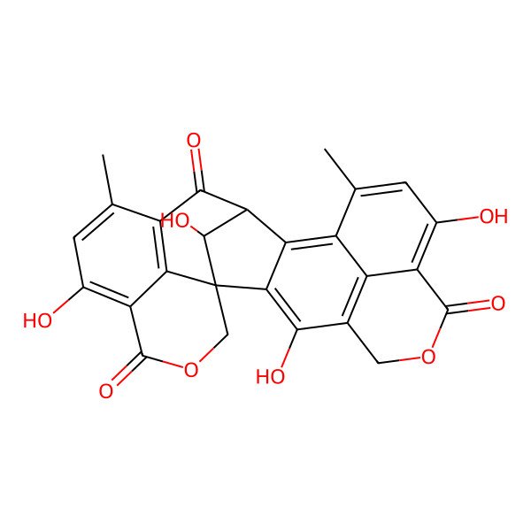 2D Structure of (8R,15bS,16S)-8,14-Dihydro-4,11,15,16-tetrahydroxy-6,9-dimethyl-7H-8beta,15bbeta-methano-1H,3H,12H-benzo[de]cyclohepta[1,2-g