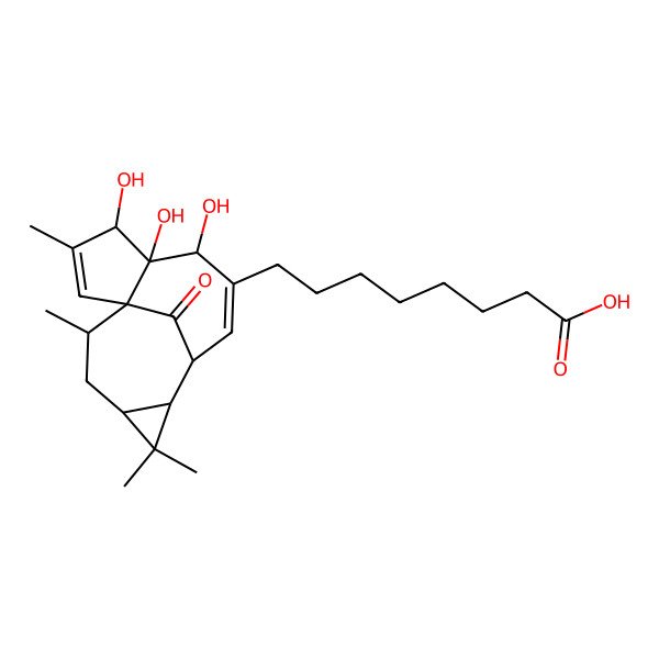 2D Structure of 8-[(4S,5R,6R,9S,10R,12R,14R)-4,5,6-trihydroxy-3,11,11,14-tetramethyl-15-oxo-7-tetracyclo[7.5.1.01,5.010,12]pentadeca-2,7-dienyl]octanoic acid