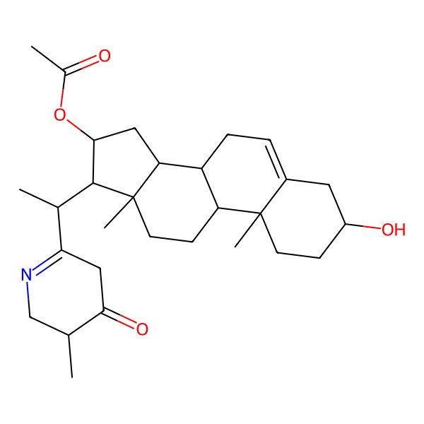 2D Structure of [(3S,8S,9S,10R,13S,14S,16R,17R)-3-hydroxy-10,13-dimethyl-17-[(1S)-1-[(3R)-3-methyl-4-oxo-3,5-dihydro-2H-pyridin-6-yl]ethyl]-2,3,4,7,8,9,11,12,14,15,16,17-dodecahydro-1H-cyclopenta[a]phenanthren-16-yl] acetate