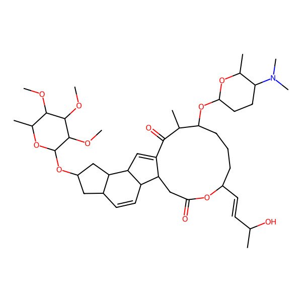 2D Structure of 15-[5-(Dimethylamino)-6-methyloxan-2-yl]oxy-19-(3-hydroxybut-1-enyl)-14-methyl-7-(3,4,5-trimethoxy-6-methyloxan-2-yl)oxy-20-oxatetracyclo[10.10.0.02,10.05,9]docosa-3,11-diene-13,21-dione