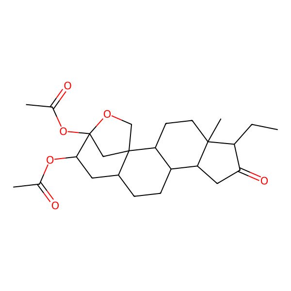 2D Structure of [(1R,5S,6R,15R,16S)-16-acetyloxy-6-ethyl-5-methyl-7-oxo-17-oxapentacyclo[14.2.1.01,13.02,10.05,9]nonadecan-15-yl] acetate