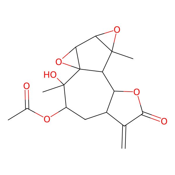 2D Structure of [(1S,2R,3R,5S,9S,10S,11R,13S,14R)-2-hydroxy-2,11-dimethyl-6-methylidene-7-oxo-8,12,15-trioxapentacyclo[8.5.0.01,14.05,9.011,13]pentadecan-3-yl] acetate