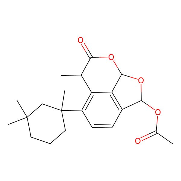 2D Structure of [(1S,3S,9R)-9-methyl-10-oxo-7-[(1S)-1,3,3-trimethylcyclohexyl]-2,11-dioxatricyclo[6.3.1.04,12]dodeca-4(12),5,7-trien-3-yl] acetate