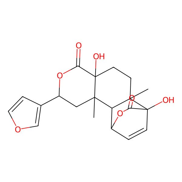 2D Structure of (1R,2S,3S,5R,8S,11R,12R)-5-(furan-3-yl)-8,12-dihydroxy-3,11-dimethyl-6,14-dioxatetracyclo[10.2.2.02,11.03,8]hexadec-15-ene-7,13-dione