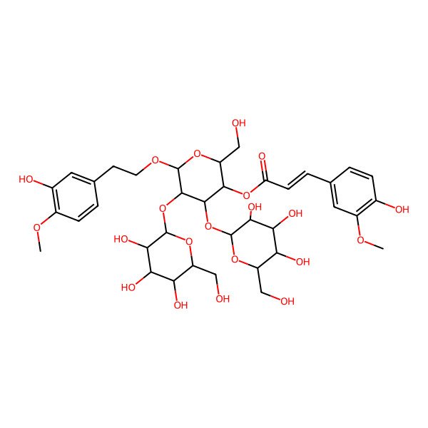 2D Structure of [6-[2-(3-Hydroxy-4-methoxyphenyl)ethoxy]-2-(hydroxymethyl)-4,5-bis[[3,4,5-trihydroxy-6-(hydroxymethyl)oxan-2-yl]oxy]oxan-3-yl] 3-(4-hydroxy-3-methoxyphenyl)prop-2-enoate