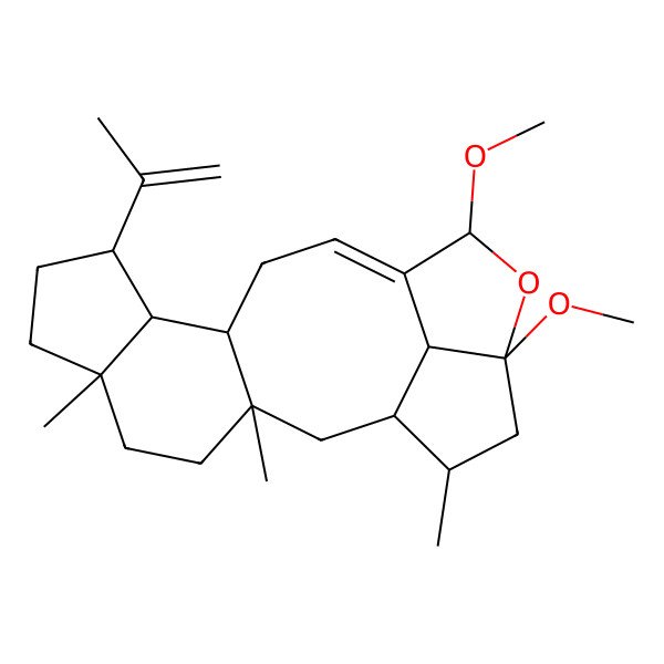 2D Structure of 15,17-Dimethoxy-3,6,19-trimethyl-9-prop-1-en-2-yl-16-oxapentacyclo[12.5.1.03,11.06,10.017,20]icos-13-ene