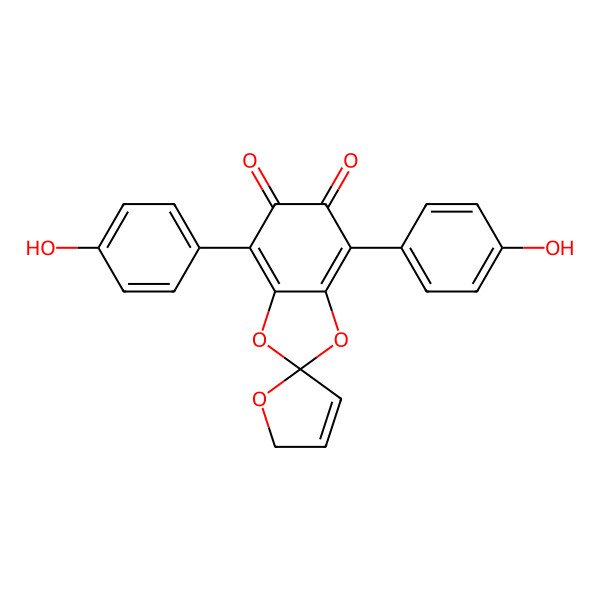 2D Structure of 4,7-bis(4-hydroxyphenyl)spiro[1,3-benzodioxole-2,5'-2H-furan]-5,6-dione