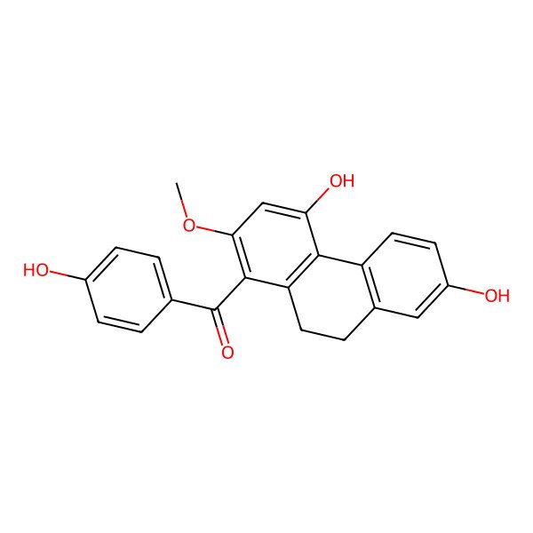 2D Structure of (4,7-Dihydroxy-2-methoxy-9,10-dihydrophenanthren-1-yl)-(4-hydroxyphenyl)methanone