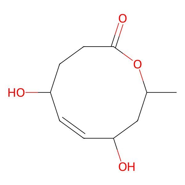 2D Structure of 4,7-Dihydroxy-2-methyl-2,3,4,7,8,9-hexahydrooxecin-10-one