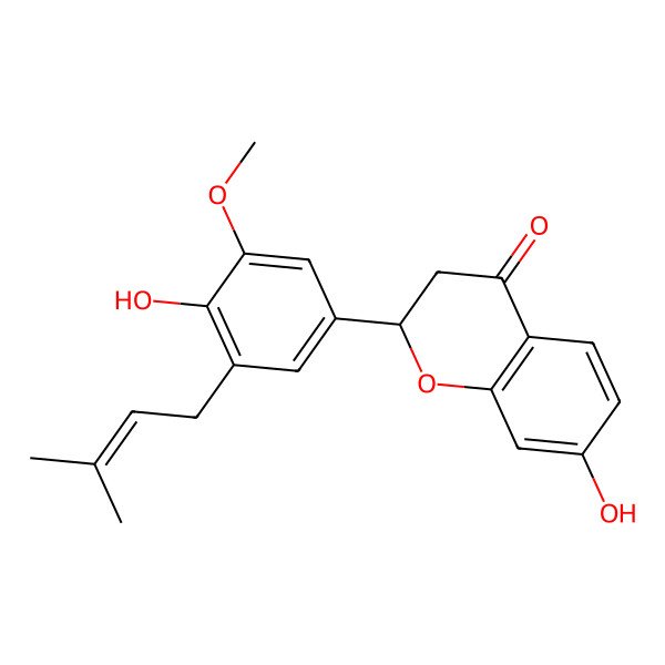 2D Structure of 4',7-Dihydroxy-3'-methoxy-5'-prenylflavanone