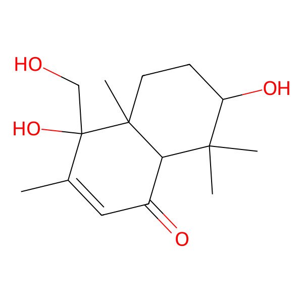2D Structure of 4,7-Dihydroxy-4-(hydroxymethyl)-3,4a,8,8-tetramethyl-5,6,7,8a-tetrahydronaphthalen-1-one