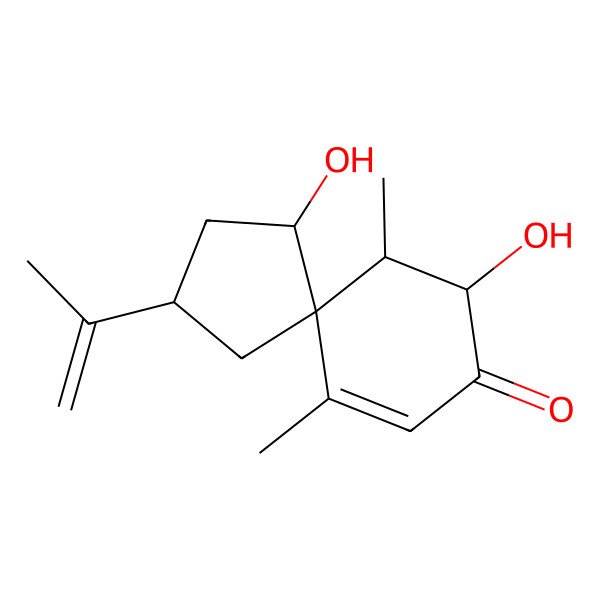 2D Structure of 4,7-Dihydroxy-6,10-dimethyl-2-prop-1-en-2-ylspiro[4.5]dec-9-en-8-one