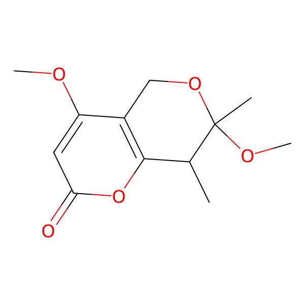 2D Structure of 4,7-Dimethoxy-7,8-dimethyl-5,8-dihydropyrano[4,3-b]pyran-2-one