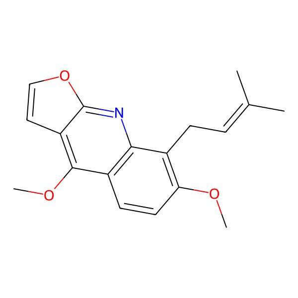 2D Structure of 4,7-Dimethoxy-8-(3-methylbut-2-enyl)furo[2,3-b]quinoline