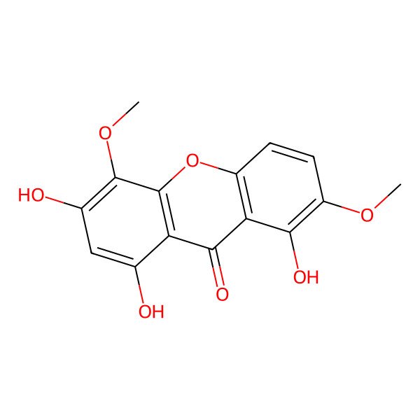2D Structure of 1,6,8-Trihydroxy-2,5-dimethoxyxanthen-9-one