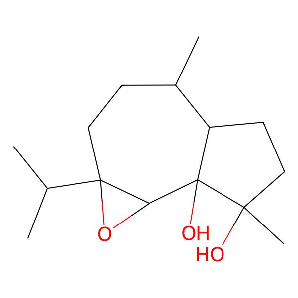 2D Structure of 4,7-dimethyl-1a-propan-2-yl-3,4,4a,5,6,7b-hexahydro-2H-azuleno[7,8-b]oxirene-7,7a-diol